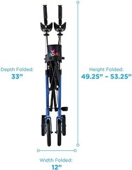 NOVA Phoenix Rise UP Rollator, Upright Walker w/Padded & Contoured Forearm, Blue