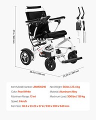 VEVOR Electric Wheelchair 300lbs Capacity Foldable Lightweight 13 Mile