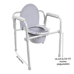 McKesson Commode Chair Fixed Arms Steel Back Bar up to 350 lbs