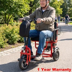 700W Dual Motor 3-Wheels Folding Senior Electric Mobility Scooter 48V/10Ah 300lb