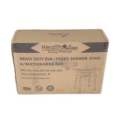 Heavy Duty Padded Shower Stool w/Suction Grab Bar White/Blue by Health Line New