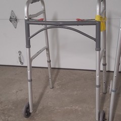 2-Wheel Adjustable Height Aluminum Walking Frame Walker, Gray/Silver Indoor