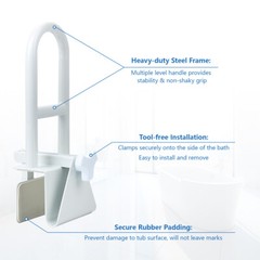 Bath Safety Bar Bathtub Rail Grab White Bathroom Shower Handle Tub