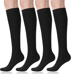 FITRELL Athletic Socks Casual Stripe Tube Socks 4 Pack / Women’s shoe size 5-10