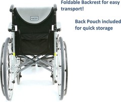 Karman 25 lbs Ergonomic Wheelchair with Removable Footrest, 16″ Silver