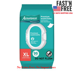 5 Pack Assurance Premium Disposable Washcloths, XL Adult Wipes, 96 Ct, Cleansing