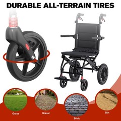 Lightweight Foldable Portable Transport Wheelchair With Telescopic Handle 22lb