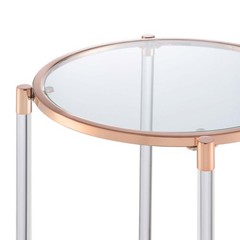 Convenience Concepts Royal Crest 2 Tier Acrylic Glass End Table Rose Gold/Glass