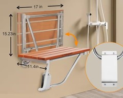 Magam Shower Wall Seat Teak & Stainless Steel