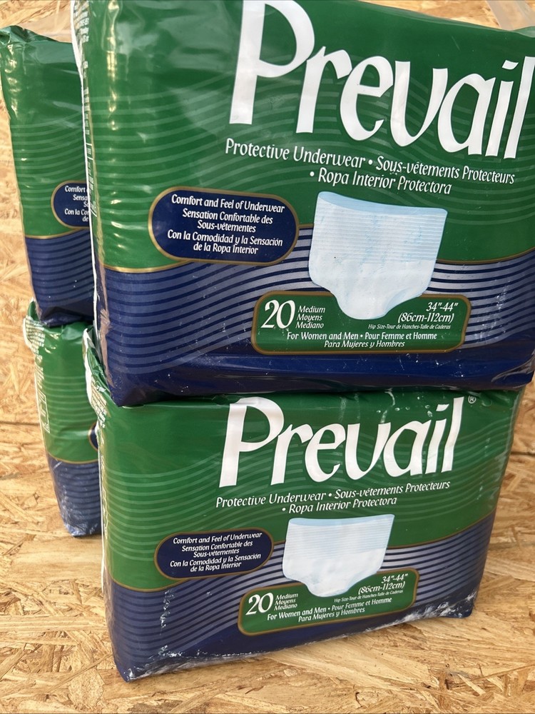 Prevail Adult Protective Underwear Medium 34”-44” Hip Size 78 Count 4 Packs)