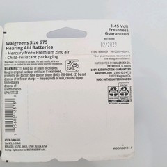 Walgreens LOT OF 3 Size 675 Hearing Aid Batteries 24 Count Zinc 1.45V Exp 02/28