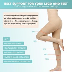 Compression Pantyhose for Women, 20-30 mmHg Footless Medical Compression Stoc…