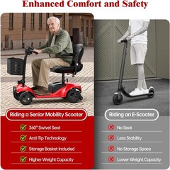 Mobility Scooter,4 Wheel Mobility Scooter,15 Miles Range,300LBS