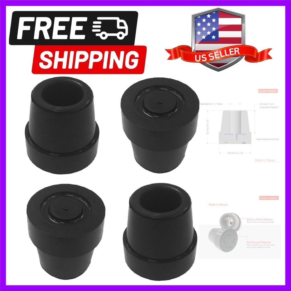 Replacement Walker and Cane Tips with Metal Inserts,1/2inch Durable & Extra S…