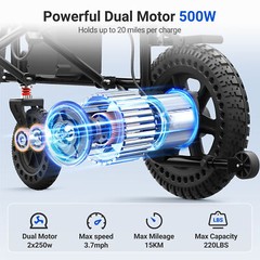 500W Foldable Intelligent Electric Wheelchair Power Wheelchairs All Terrain