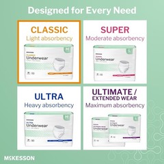 McKesson Classic Adult Incontinence Underwear, [56 Count], X-Large, White