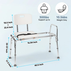 MaxKare Sliding Transfer Bench Shower Chair 300lb Adjustable Non-Slip