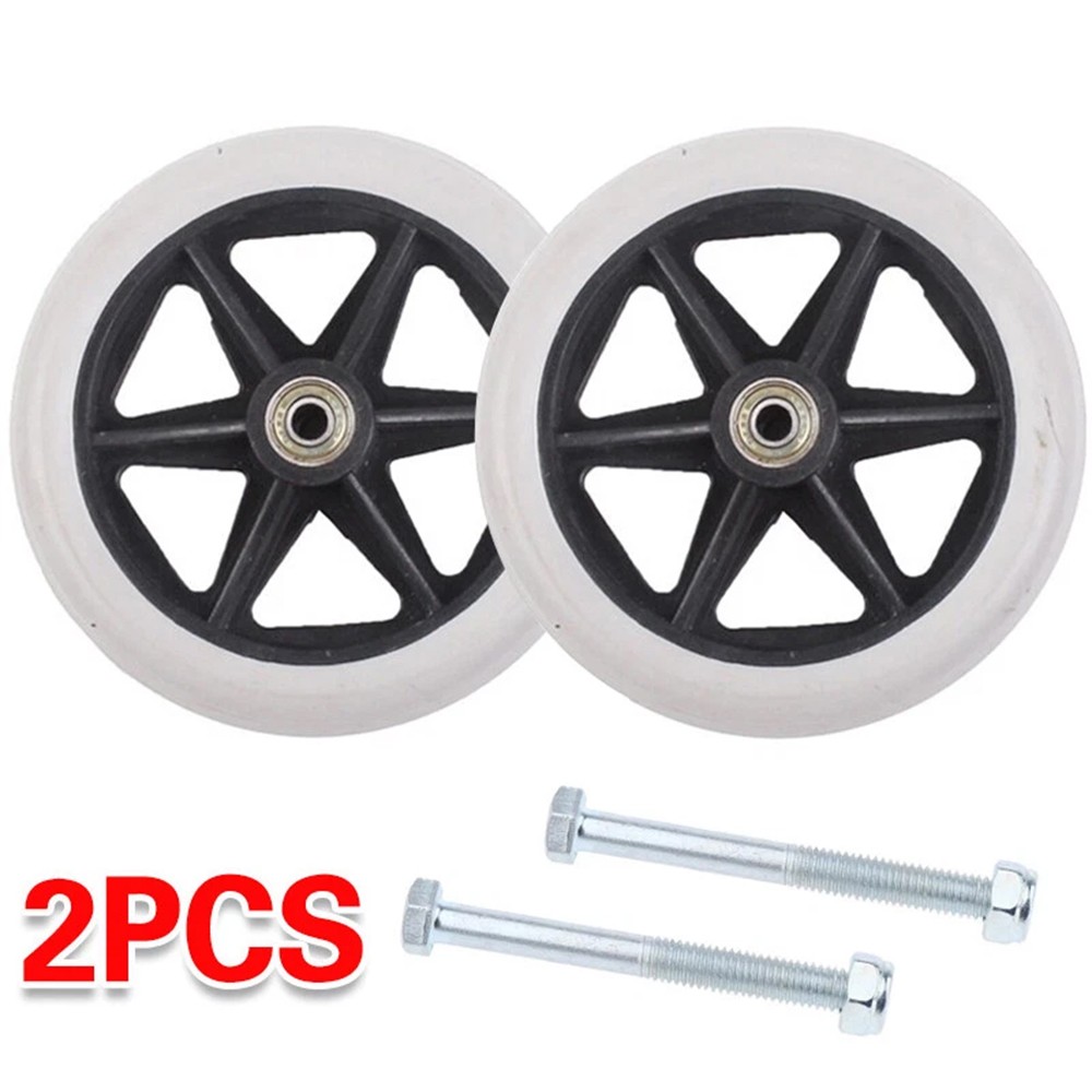 2x 7″ Heavy Duty Wheelchair Replacement Front Wheel Smooth-Caster Solid Wheels