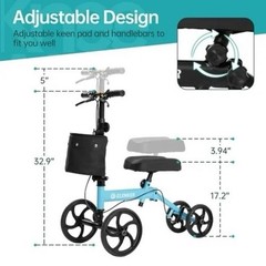 Elenker Steerable Knee Scooter Walker w/ 10” Front Wheels Adjustable Knee Rover