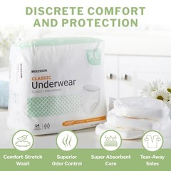 McKesson Classic Adult Incontinence Underwear, [56 Count], X-Large, White