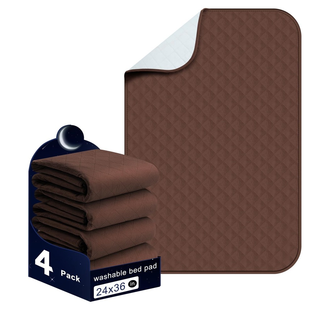 Bed Pads Washable Waterproof 24×36 Inch 4 Pack, Washable Bed Pads for Inconti…