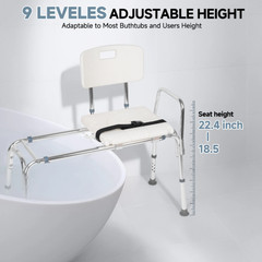 MaxKare Sliding Transfer Bench Shower Chair 300lb Adjustable Non-Slip