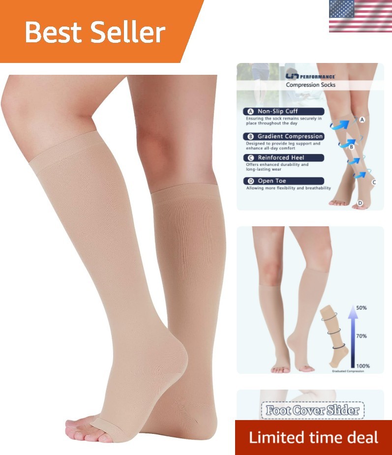 for Women and Men, 20-30 mmHg Open Toe Knee High stockings, Leg Support for D…