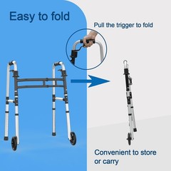 Loyoda Folding Walker w Wheels – 350lb Cap Adjustable, Lightweight & Safe