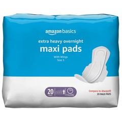 Amazon Basics Thick Maxi Pads with Wings for Periods – Extra Size 5,