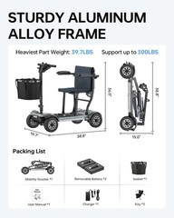 4 Wheel Folding Mobility Scooter Power Wheel Chairs Electric Device For Seniors