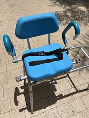 Blue Transfer Bench w/ Backrest & Armrests, Totally Adjustable, 300 lb Cap