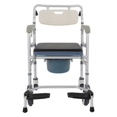 Height Adjustable Commode Chair, Rolling Shower Wheelchair, Versatile Design