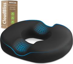 Donut Pillow Stadium Seat Cushion for Tailbone Pain Relief and Hemorrhoids, Memo