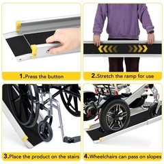 8FT Aluminum Wheelchair Ramp Folding Stairs Steps Ramps Anti Slip 600LB Capacity