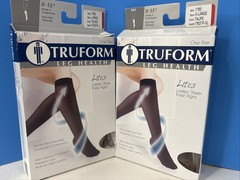 2x Truform 1763, Knee High Stocking, 8-15 MMHG of Compression, Taupe Lg and Xl