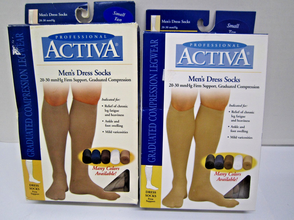 Activa Men’s Dress Socks 20-30 mmHg Graduated Compression Lot of 2 Small