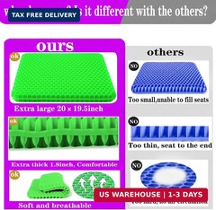 Plus Size Gel Seat Cushion for Long Sitting, Extra Large and Thick, Seat Cushion