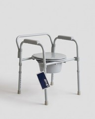 Drive Bedside Commode Chair, Gray, Adjustable Height, Padded Armrests & Lid