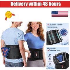 FEATOL Back Brace for Men, Adjustable Lumbar Support Belt, Black L/XL