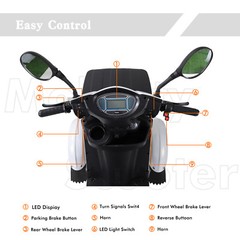Powerful Electric Mobility Scooter 800W 60V 20A Motor 500LBS Weight Capacity