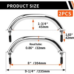 set of 2 Stainless Steel 8-5/8″ Grab Handle Handrail Polished Boat / RV / Bath