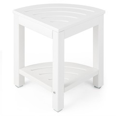 2-Tier Waterproof Shower Stool Corner Shower for Indoor Outdoor Use White
