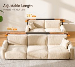 Lanynne Narrow Console Table Behind Couch 78-106 Inch Adjustable Length 23-31