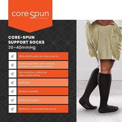 Core-Spun Gradient Compression Support Socks 30-40mmHg (Black) X-Large