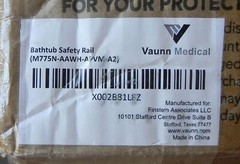 Vaunn Medical „Bathtub Safety Rail“, Coated Metal Grab Bar Handle, New NIB