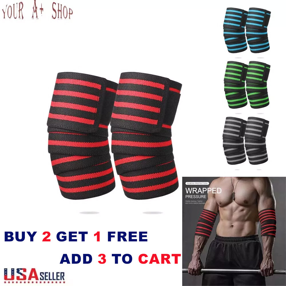 Elasticated Power Weight lifting Elbow Sleeve Brace Wrap Band Adjustable Support