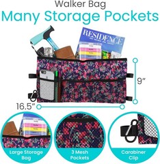 Water-Resistant Walker Bag with Floral Design – Essential Mobility Accessory