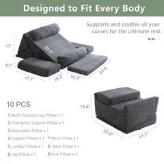 Higogogo 10Pcs Orthopedic Bed Wedge Pillow Set Soft Foam Body Positioners For