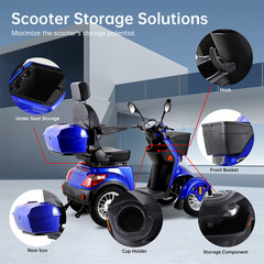 800W 4-Wheel Heavy Duty Mobility Scooter 60V/20Ah 31 Miles for Seniors 500lbs