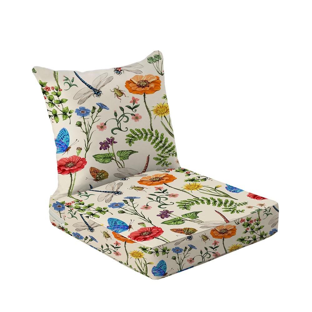 All Smiles Outdoor Chair Cushions for Patio 24X24X4 Inch, Garden Flower